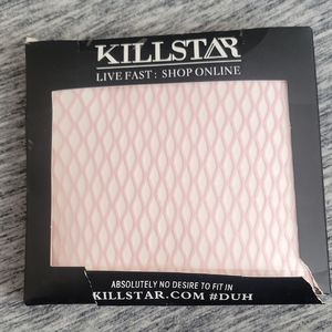Killstar NIcole Fishnet Dress In Pastel Pink